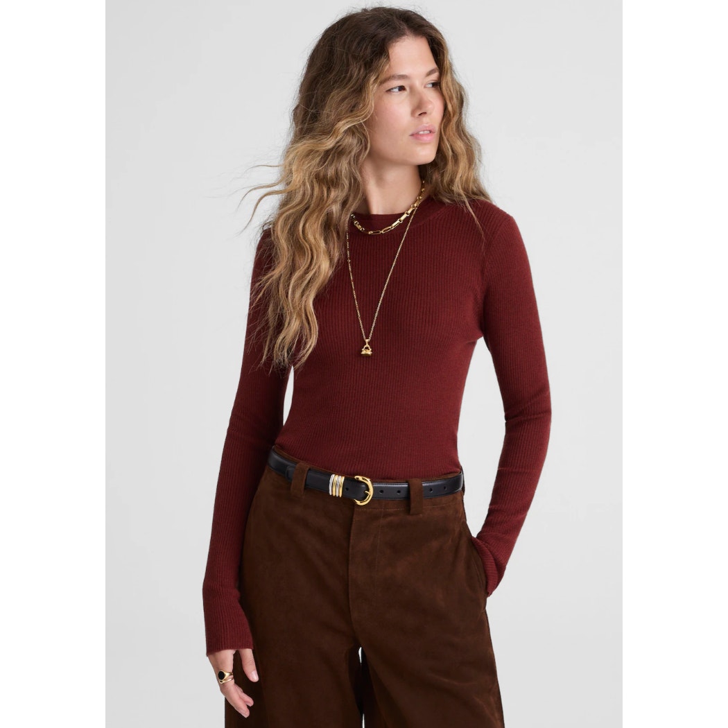 Madewell | Nwt Merino Silk Crewneck Sweater Deep Rust | Sz Xl